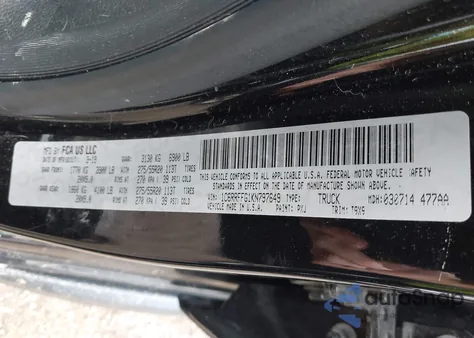 2019 Ram 1500 Big Horn/Lone Star из США, поврежденный, VIN 1C6RRFFG1KN797649